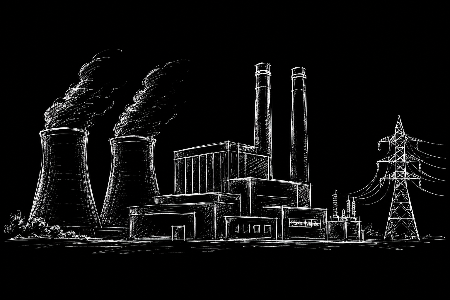 Power station and electrical grid illustration